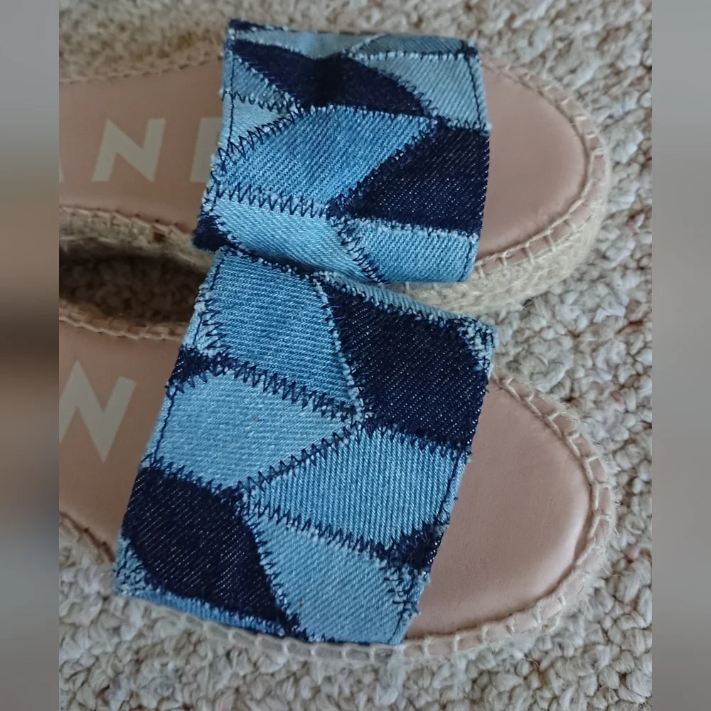 Manebi Denim Woven-Strap Espadrille Slide Sandals size 6